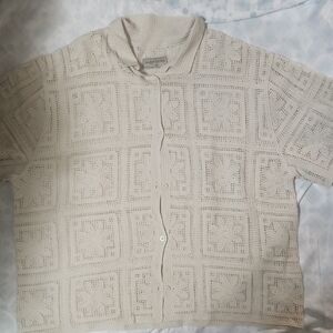 Elegant Cream Crochet Women's Sweater